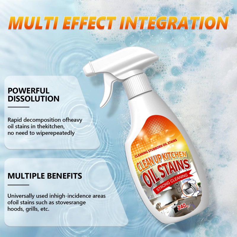 بخاخ تنظيف بقع الزيت في المطبخ، منظف بخاخ للمطبخ، بخاخ تنظيف متعدد الأغراض للمطابخ، منظف بقع الزيت متعدد الاستخدامات، تنظيف بقع الزيت في المطابخ (240 مل/8.45 أونصة) - Image 2