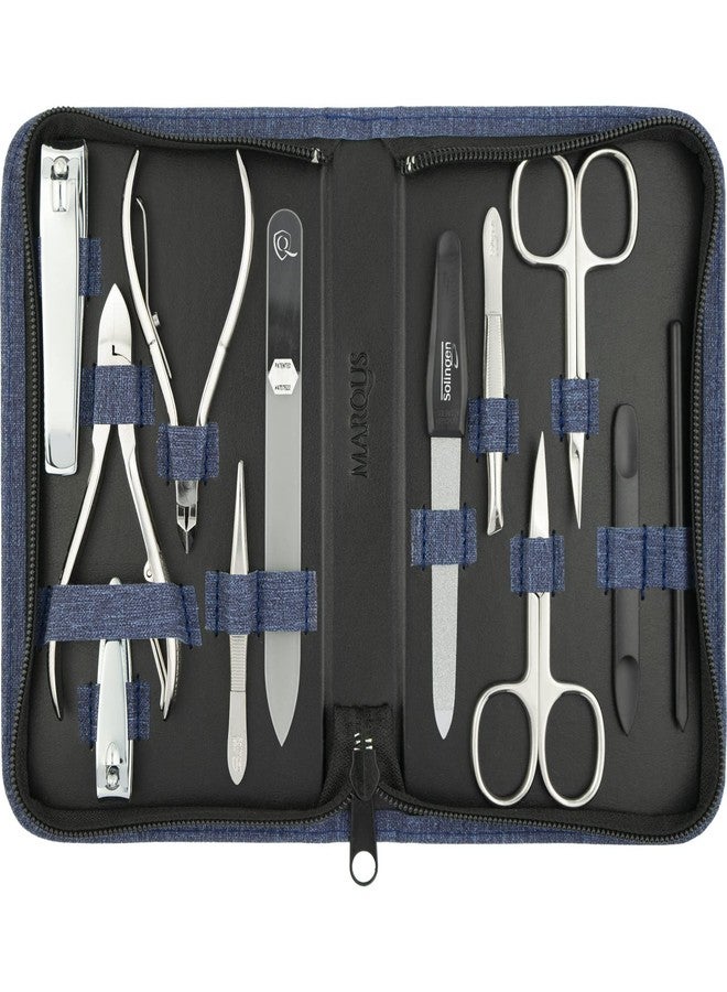 marQus Manicure Set Women and Men - 12-Piece Professional Grooming Kit with Premium Tools, Artificial Leather Case, and exclusive Glass Nail File for Hand & Foot Care, German Quality - Image 1