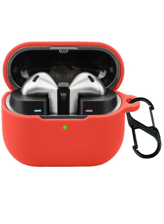 غطاء سيليكون من Growalleter متوافق مع حافظة Samsung Galaxy Buds 3 وحافظة Galaxy Buds 3 Pro، غطاء سماعات أذن بلوتوث لاسلكية مع حلقة تثبيت، حماية كاملة (أحمر) - Image 1