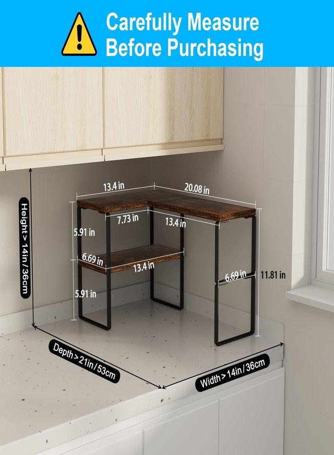 Golener Countertop Organizer Corner Shelf, 2-Tier Adjustable Stackable Corner Shelves for Kitchen, Spice Rack, Coffee Area, Over Sink, Bathroom, Dresser Table, Corner Counter Shelf Stand, Rustic Brown - Image 2