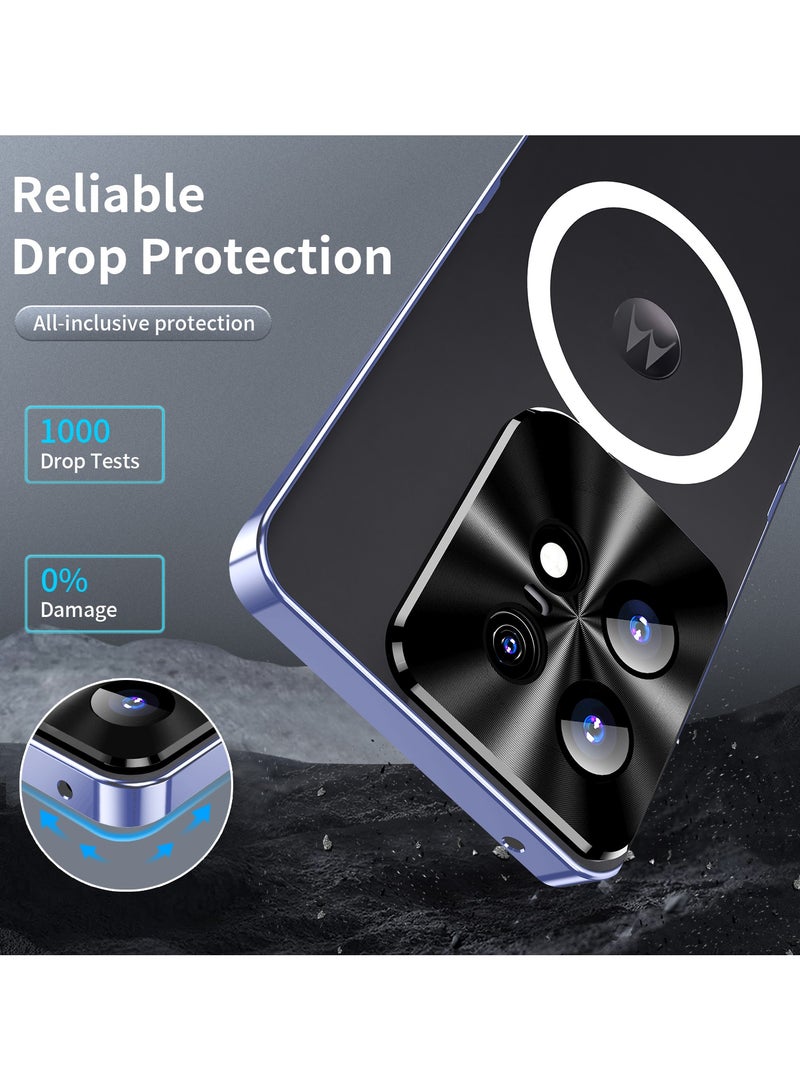 عام حافظة معدنية متوافقة مع موتورولا إيدج 50 برو ، مصد معدني مقاوم للصدمات غطاء شفاف ماتي غطاء خلفي للكمبيوتر الشخصي مع حماية عدسة الكاميرا اللاسلكية المغناطيسية - Image 2