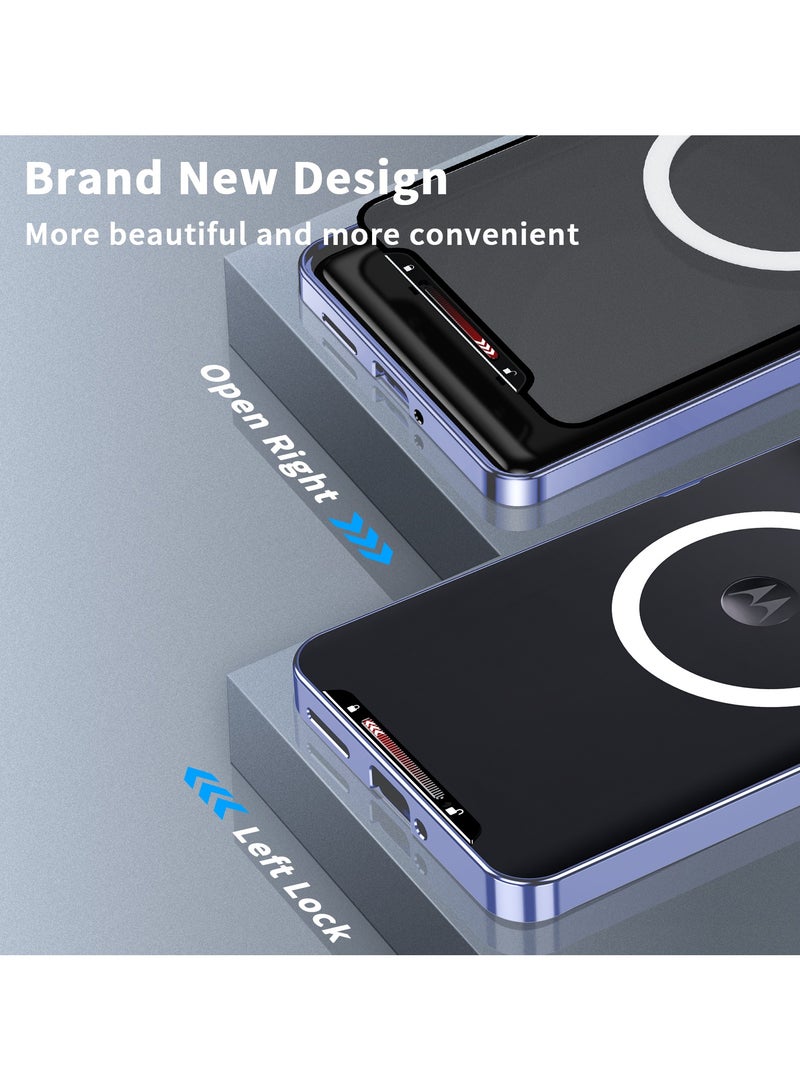 عام حافظة معدنية متوافقة مع موتورولا إيدج 50 برو ، مصد معدني مقاوم للصدمات غطاء شفاف ماتي غطاء خلفي للكمبيوتر الشخصي مع حماية عدسة الكاميرا اللاسلكية المغناطيسية - Image 4