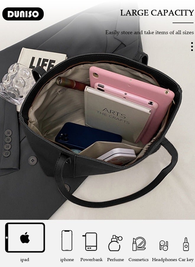 DUNISO Women's Shoulder Tote Bag Faux Leather Handbag for Women Large Capacity Messenger Bag, Fashionable Travel Shoulder Bag for Ladies Girls College Students - Image 5