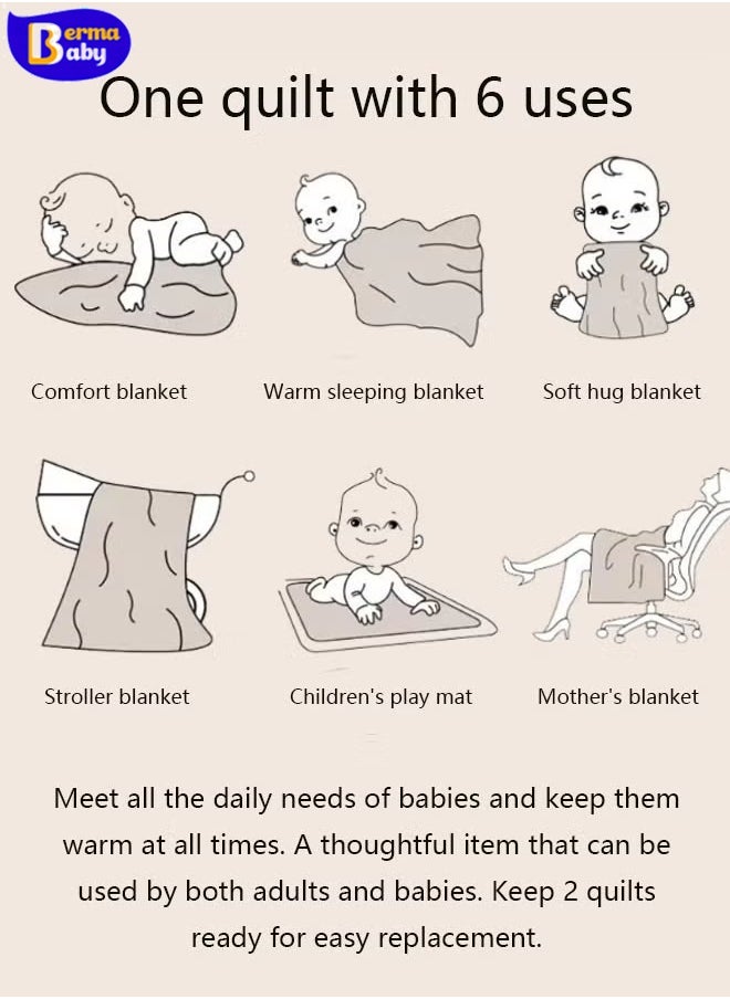 Berma Baby Baby blanket, crepe newborn bathrobe, double layer, super soft newborn swaddle, bed blanket, children's quilt, stroller blanket, soft hug blanket, super absorbent blanket, 3D _ bubble dragon pattern, lightweight, foldable  - Image 5