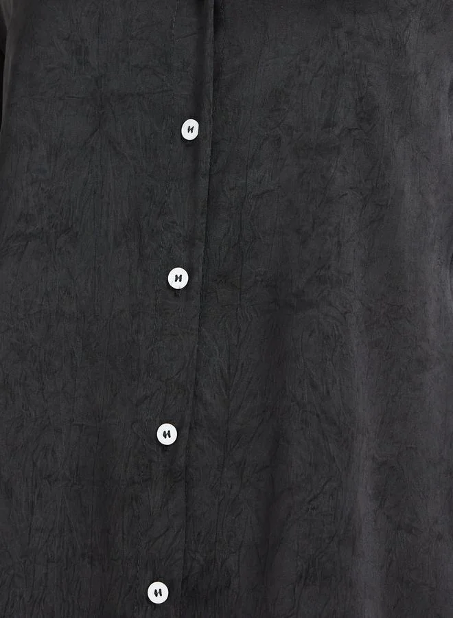 Styli Solid Buttoned Down Spread Collar Shirt
