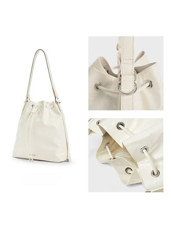 Charles & Keith Summer Shoulder Women's Bag Soft Multifunctional Shoulder Bag Milky white - Image 4