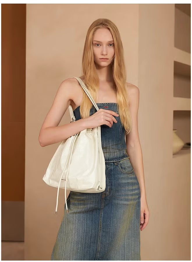 Charles & Keith Summer Shoulder Women's Bag Soft Multifunctional Shoulder Bag Milky white - Image 5