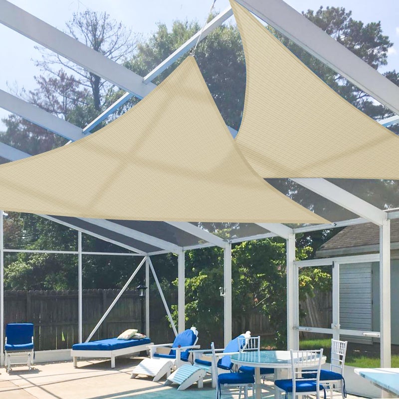 EK Sunrise 8' x 8' x 11' Sun Shade Sail Right Triangle Canopy Shade Cover UV Block for Patio Backyard Garden Outdoor (Beige) - Image 1