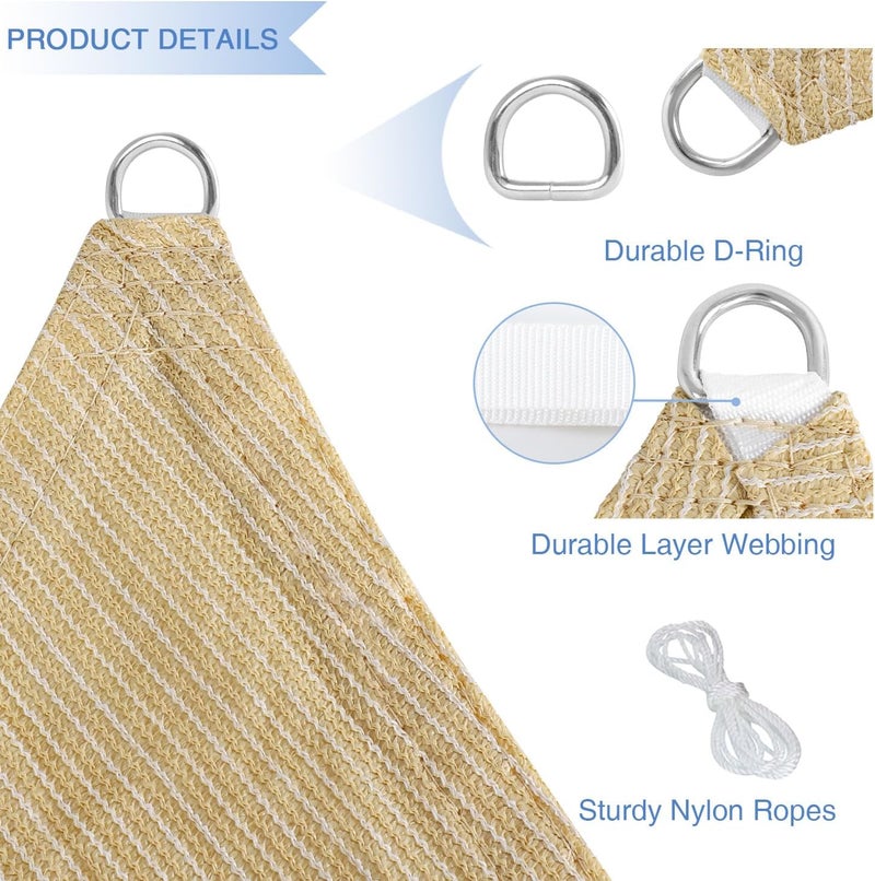 EK Sunrise 8' x 8' x 11' Sun Shade Sail Right Triangle Canopy Shade Cover UV Block for Patio Backyard Garden Outdoor (Beige) - Image 4