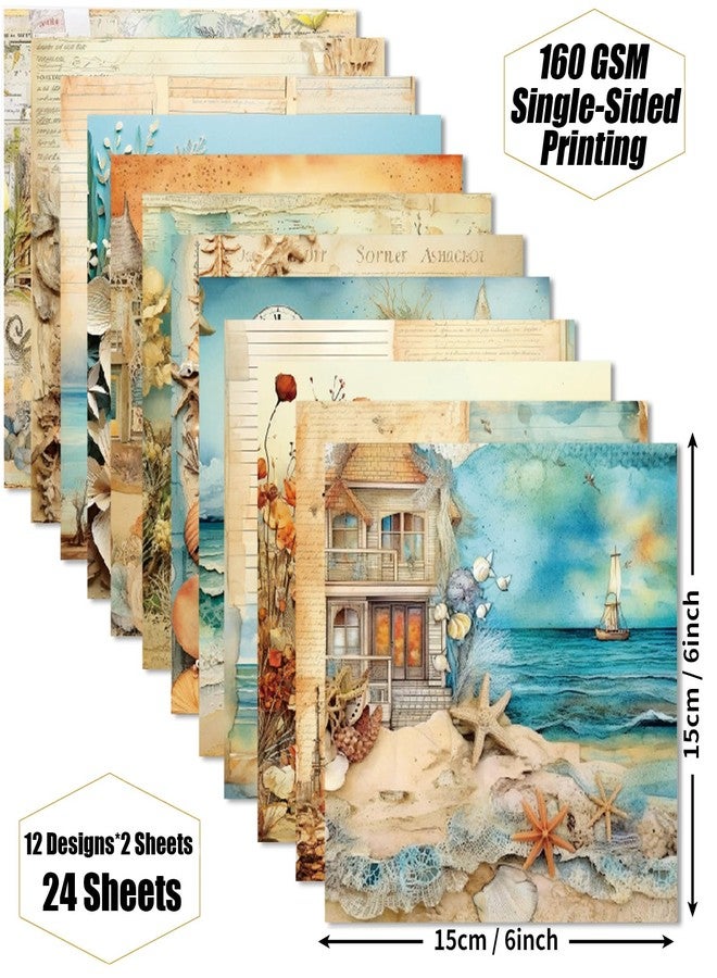 WLXTREE Beach House Scrapbook Paper Pad - 6x6 Sea Themed Travel & Vacation Collection Scrapbooking Supplies Paper for DIY Decorative Background Cardmaking Art Journaling Planner Origami Crafts - Image 2