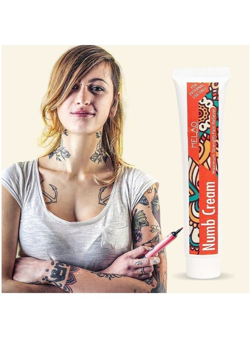 Numb Cream Fast Acting Maximum Strength Pain Reliever Topical Anesthetic Formula For Tattoo Laser Piercing Waxing Relieves of Local Discomfort Itching Pain Soreness or Burning Unisex 30g 