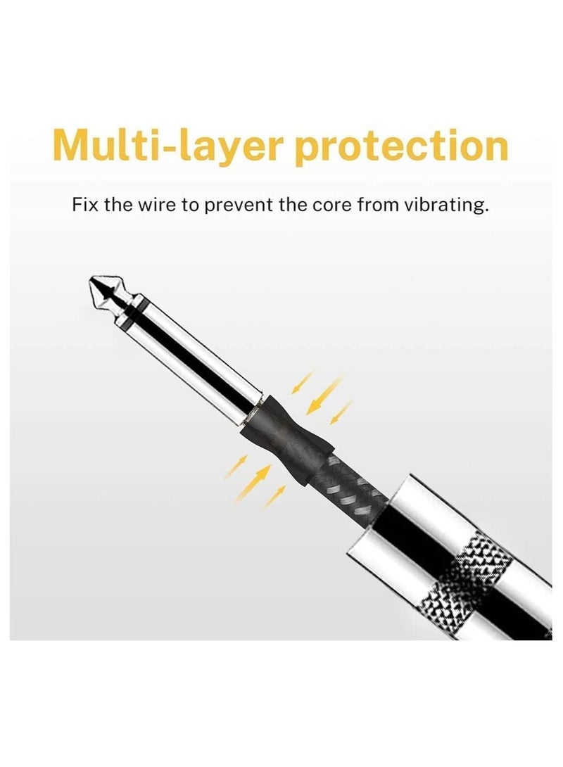 Guitar Cable 3m, Electric Instrument Cable Bass Amp Cord for Electric Guitar Bass Amplifier Audio, 1/4" Right Angle to Straight, Black White - Image 5