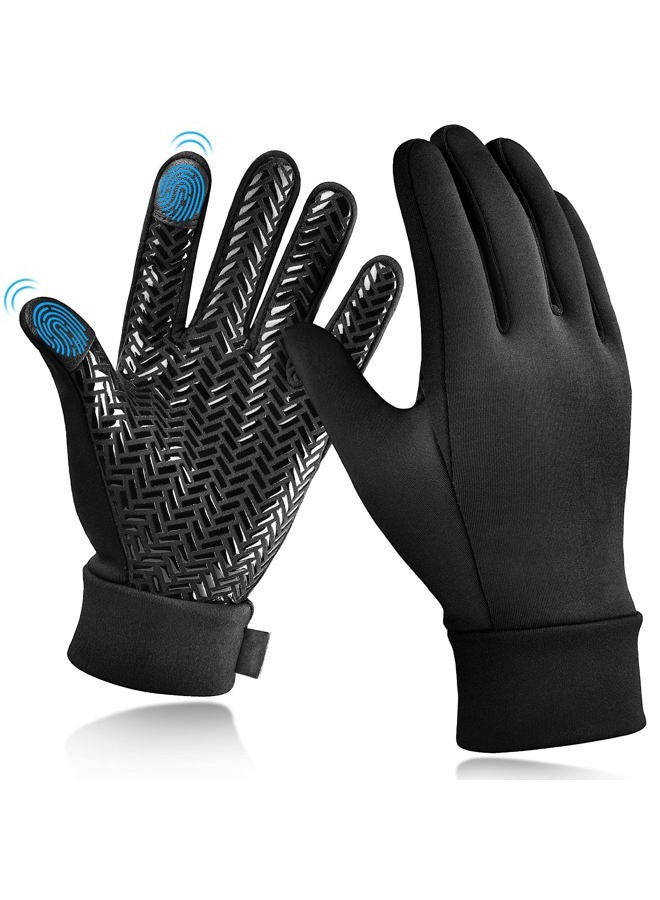 EEFOW Kids Waterproof Winter Touchscreen Gloves: Lightweight Cold Weather Warm Sport Mitten for Age 6-12 Years Boys & Girls Black, Black, M - Image 1