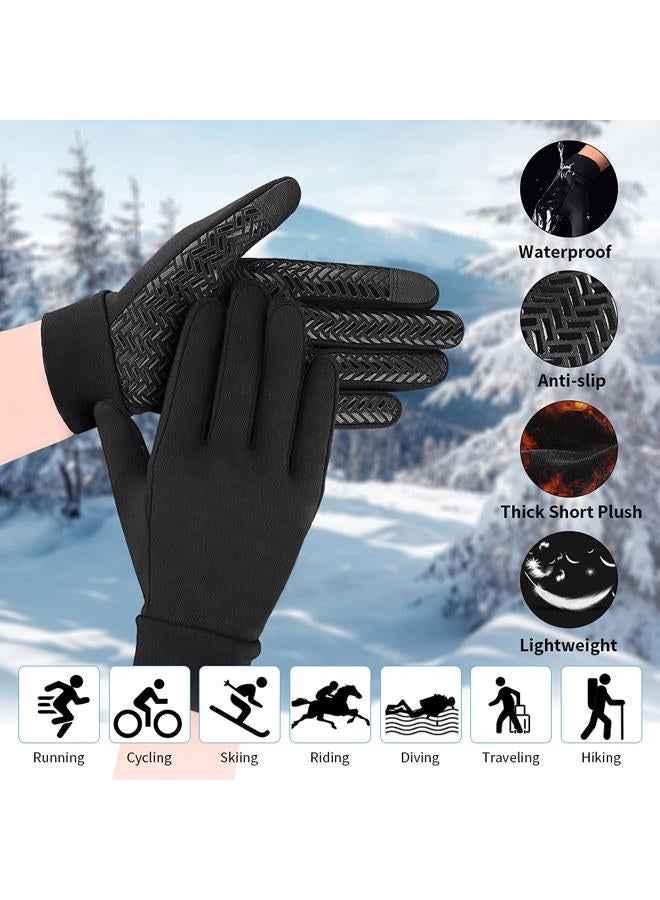 EEFOW Kids Waterproof Winter Touchscreen Gloves: Lightweight Cold Weather Warm Sport Mitten for Age 6-12 Years Boys & Girls Black, Black, M - Image 4