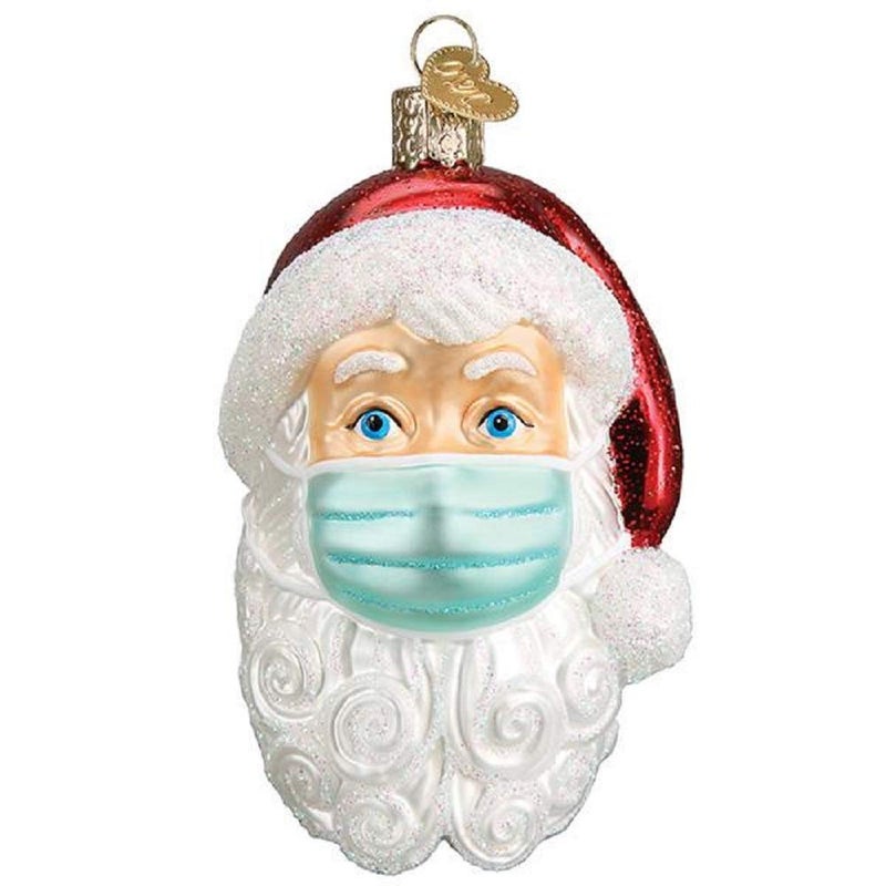 Old World Christmas Old World Christmas Santa with Face Mask Blown Glass 2020 Unique Christmas Ornaments for Christmas Tree Decorations