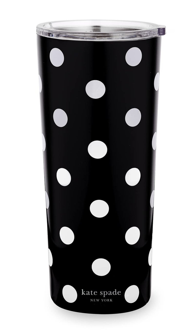 Kate Spade New York kate spade new york Cute Stainless Steel Mug, 24 Ounce Travel Tumbler, Double Wall Insulated Cup with Lid, Picture Dot  - Image 1