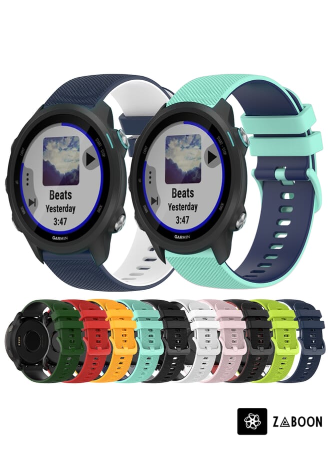Zaboon Watch Band For Garmin Watch Band Forerunner 245 20mm Checkered Two-Color Silicone - Image 3