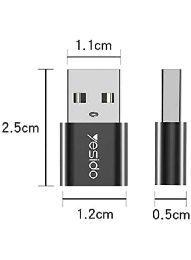 Yesido GS09 Type-C to USB OTG Connector Adapter – Fast Data Transfer & Charging – Compact & Durable – Black - Image 3