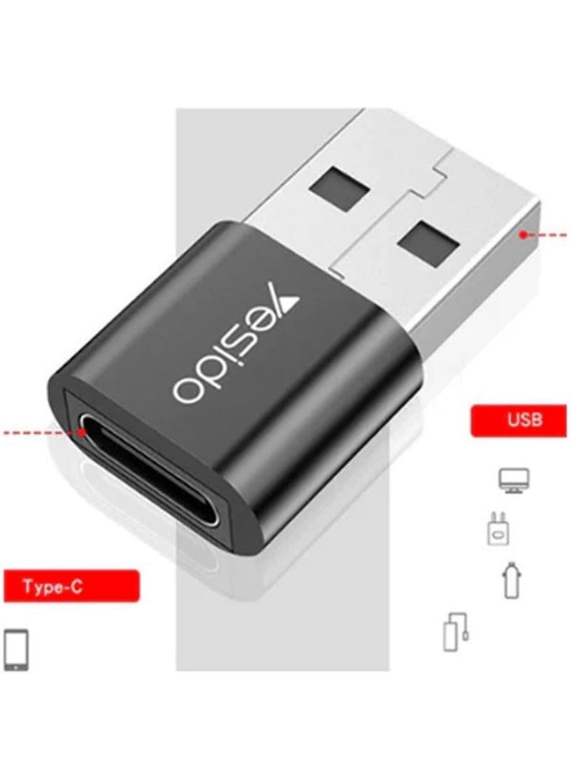 Yesido GS09 Type-C to USB OTG Connector Adapter – Fast Data Transfer & Charging – Compact & Durable – Black - Image 2