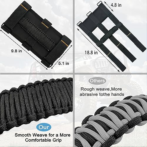 KKIKK Jeep Roll Bar Grab Handles, 4 Pack Paraocrd Jeep Handles Grab for Wrangler JK YJ TJ JL & Gladiator JT 2021 2022 2023 2024 Modle, Wrangler Hardware Handles (Black) - Image 5