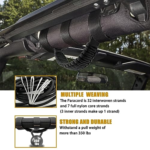 KKIKK Jeep Roll Bar Grab Handles, 4 Pack Paraocrd Jeep Handles Grab for Wrangler JK YJ TJ JL & Gladiator JT 2021 2022 2023 2024 Modle, Wrangler Hardware Handles (Black) - Image 3