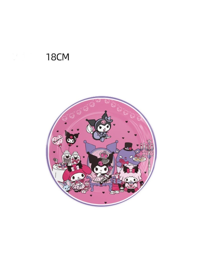 10pcs 7 inch cartoon kuromi theme disposable plates party supply dishes kids birthday party decoration tableware