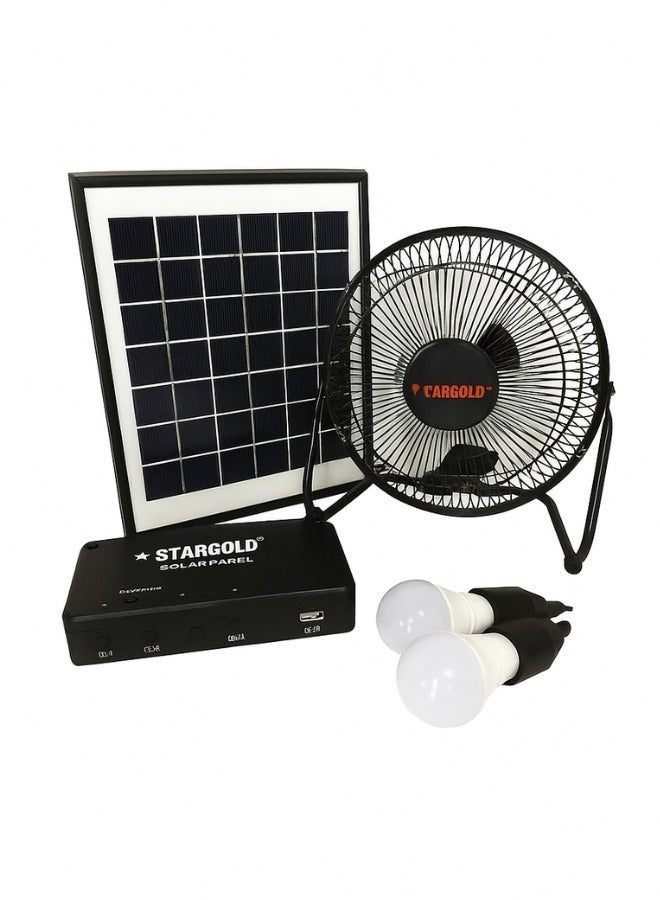 Stargold Solar Lighting System | 6W Solar Panel with 3 LED Bulbs, 5W Cooling Fan & 5-in-1 Charging Cable | Control Box with Built-In Battery for Home, Outdoor, Camping & Emergency Use - Image 1