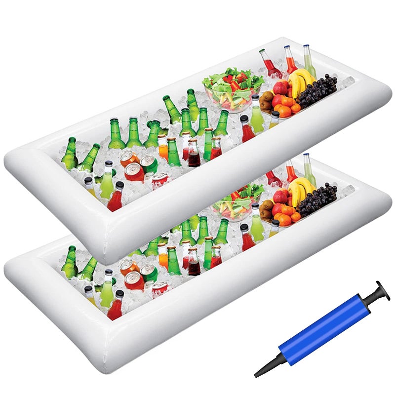 Jasonwell Inflatable Serving Bars Ice Buffet Salad Serving Trays Food Drink Holder Cooler Containers Indoor Outdoor BBQ Picnic Pool Party Supplies Luau Cooler w Drain Plug - Image 2