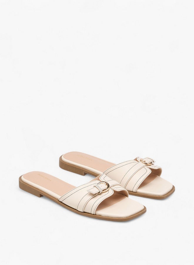 Flora Bella By Shoexpress Women Buckle Accent Slip-On Flat Sandals - Image 3