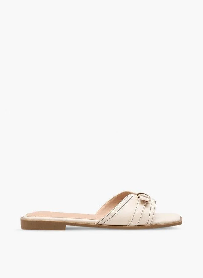 Flora Bella By Shoexpress Women Buckle Accent Slip-On Flat Sandals