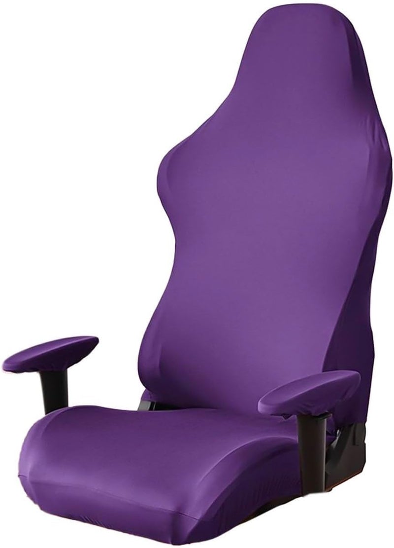 Stretch Spandex Gaming Chair Cover with Armrest and Seat Protector for Office Computer Racing Chair Black Elastic Fit Polyester Soft Seat Shield Size Modern Colors for Home and Workspace(Purple) - Image 1