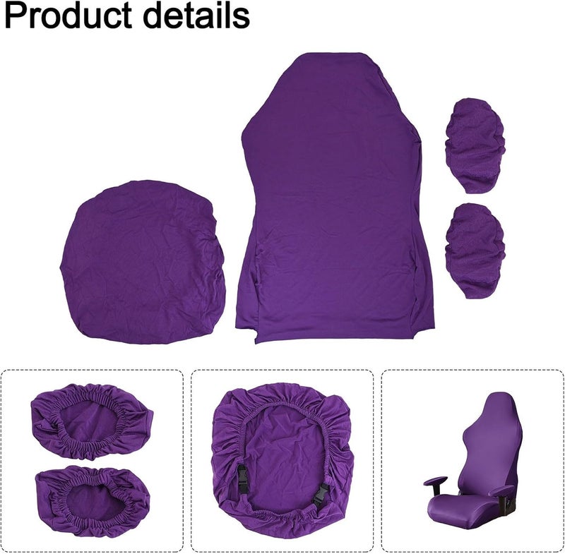 Stretch Spandex Gaming Chair Cover with Armrest and Seat Protector for Office Computer Racing Chair Black Elastic Fit Polyester Soft Seat Shield Size Modern Colors for Home and Workspace(Purple) - Image 3