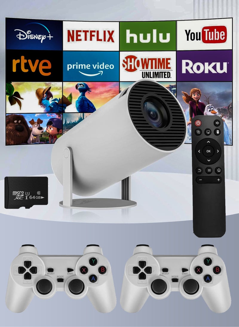 Portable Gaming Projector Pre-Loaded with 10,000 Games, Dual Gaming Consoles 5G WIFI Android11.0 Home Theater Full HD 1080P for Indoor Outdoor Home Birthday Gift Compatible with TV Stick/HDMI/USB/PS5/iOS/PS4  - Image 1