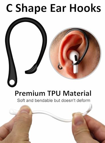 A-Focus Anti-Slip Set for AirPods 4 Silicone Adjustable Ear Hook Ergonomic Design Wings Wingtip Ear Hooks Tips Strap Sport Earbuds Accessories Eartip Compatible with AirPods 4th Black - Image 5