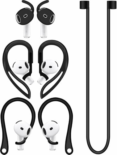 A-Focus Anti-Slip Set for AirPods 4 Silicone Adjustable Ear Hook Ergonomic Design Wings Wingtip Ear Hooks Tips Strap Sport Earbuds Accessories Eartip Compatible with AirPods 4th Black - Image 1