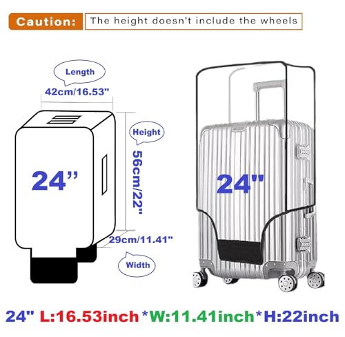 FABULWAY Clear PVC Suitcase Cover Protectors Transparent Luggage Cover Waterproof Wheeled Suitcase Dust Covers Dustproof Travel Luggage Sleeve Protector 24 - Image 3