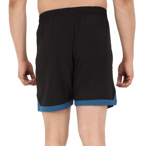 NEVER LOSE Men’s Quick-Dry Athletic Shorts | Premium Polyester Gym Shorts with Secure Zipper Pockets | Breathable Sports Shorts for Running, Yoga & Fitness (in, Alpha, XL, Regular, Black+T-Blue) - Image 4