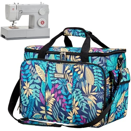 HOMEST Sewing Machine Carrying Case with Multiple Storage Pockets, Universal Tote Bag with Shoulder Strap Compatible with Most Standard Singer, Brother, Janome, Floral (Patent Design) - Image 1
