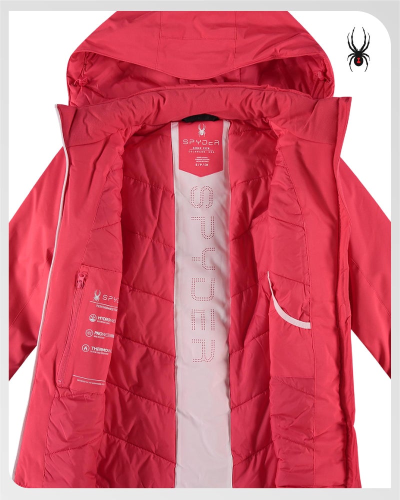 Spyder Womens Quilted Jacket - Wind Water Resistant Insulated Winter Coats Quilted Ski Jacket with Hood and Zippered Pockets, Size Medium, Prism Pink Blush - Image 2