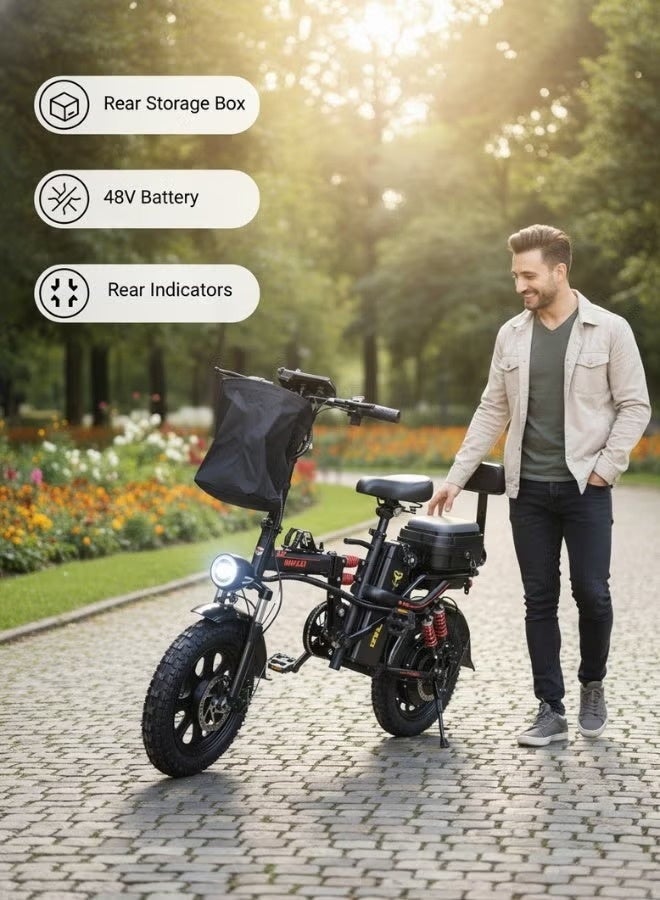 Electric bicycle for adults with a 48V battery, 1000W motor, and 16-inch mountain bike tires. - Image 5