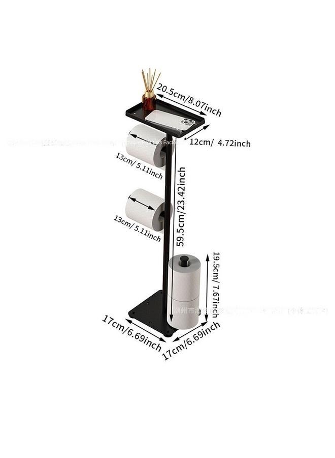 الأزرق جي دبليو حامل ورق التواليت العمودي من الأرض إلى الأرض ، رف ورق لفافة الحمام ، رف مناديل مع رف تخزين الهاتف المحمول - Image 1