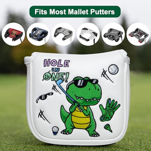 Acebirdie Golf Mallet Putter Headcover, Premium Leather Golf Club Protector - Mallet Putter Cover with Magnetic Closure for Most Brand Golf Blade Putter Cover (Dinosaur) - Image 5