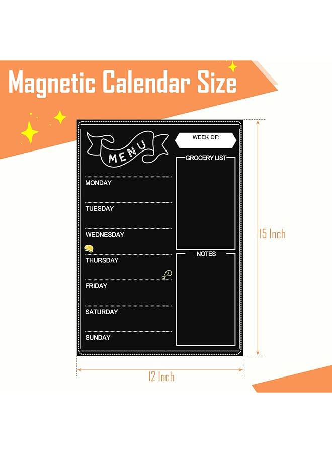 erorex Magnetic Dry Erase Menu Black Board For Fridge Weekly Meal Planner And Grocery List Notepad For Kitchen 42Cmx30Cm Daily Dinner Menu Chalkboard Calendar For Home  - Image 4