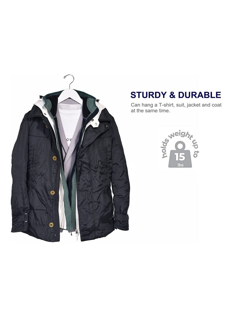 Amber Home Wooden Suit Hangers Coat Hanger White Wooden Hangers with Non Slip Pant Bar Clothes Hangers with 360 Swivel Hook 30 Pc - Image 5