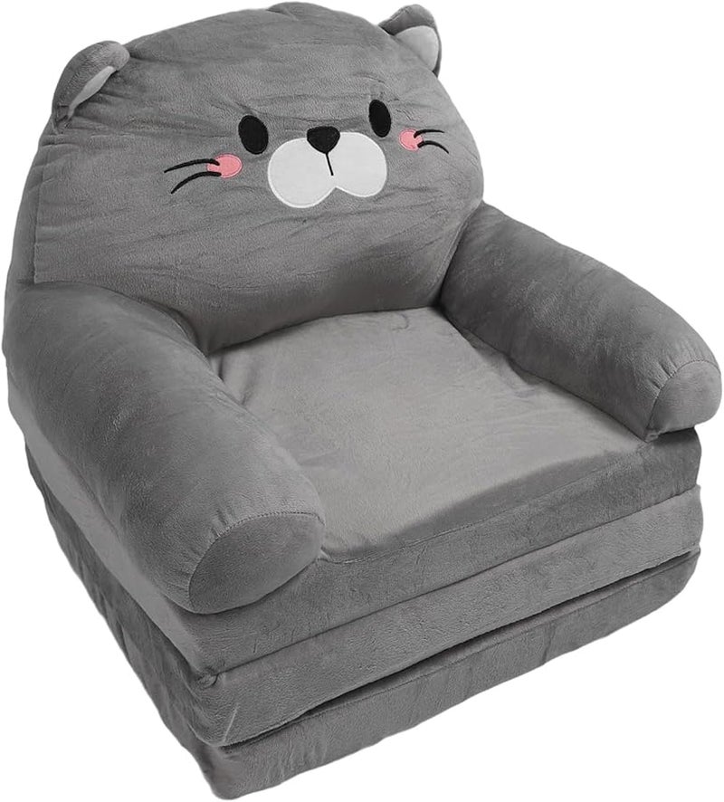 3 Layer Plush Grey Baby Armrest Sofa Bed Toddler Chair For Relaxing Playing Resting - Image 1