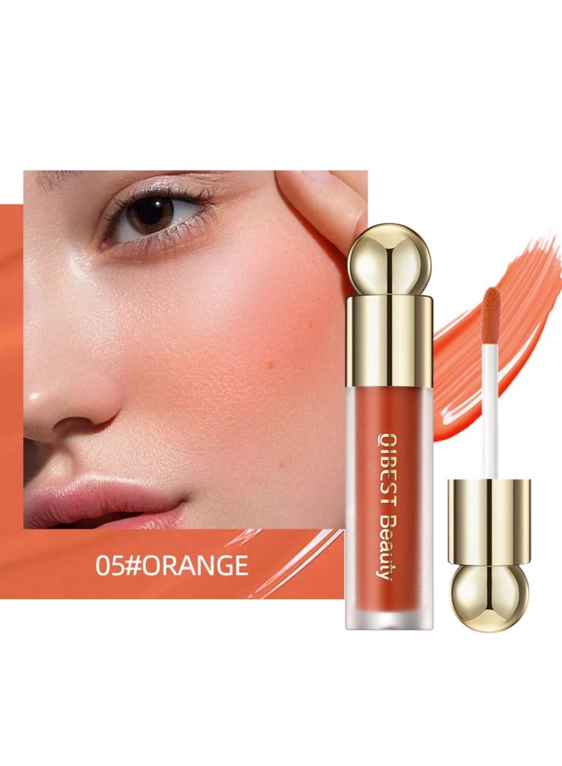 QiBest أحمر خدود سائل كريمي وردي، أحمر خدود سائل كريمي ناعم، متعدد الألوان، فرشاة كبيرة، لون بشرة سائل للوجه والعينين والشفتين، يدوم طويلاً، مظهر طبيعي، يمتزج بشكل مثالي مع البشرة #05 - Image 1