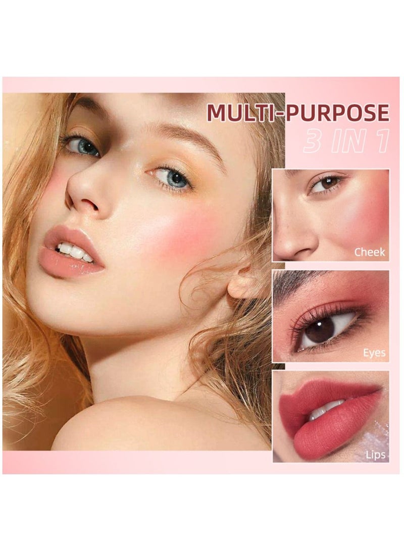 QiBest أحمر خدود سائل كريمي وردي، أحمر خدود سائل كريمي ناعم، متعدد الألوان، فرشاة كبيرة، لون بشرة سائل للوجه والعينين والشفتين، يدوم طويلاً، مظهر طبيعي، يمتزج بشكل مثالي مع البشرة #05 - Image 2