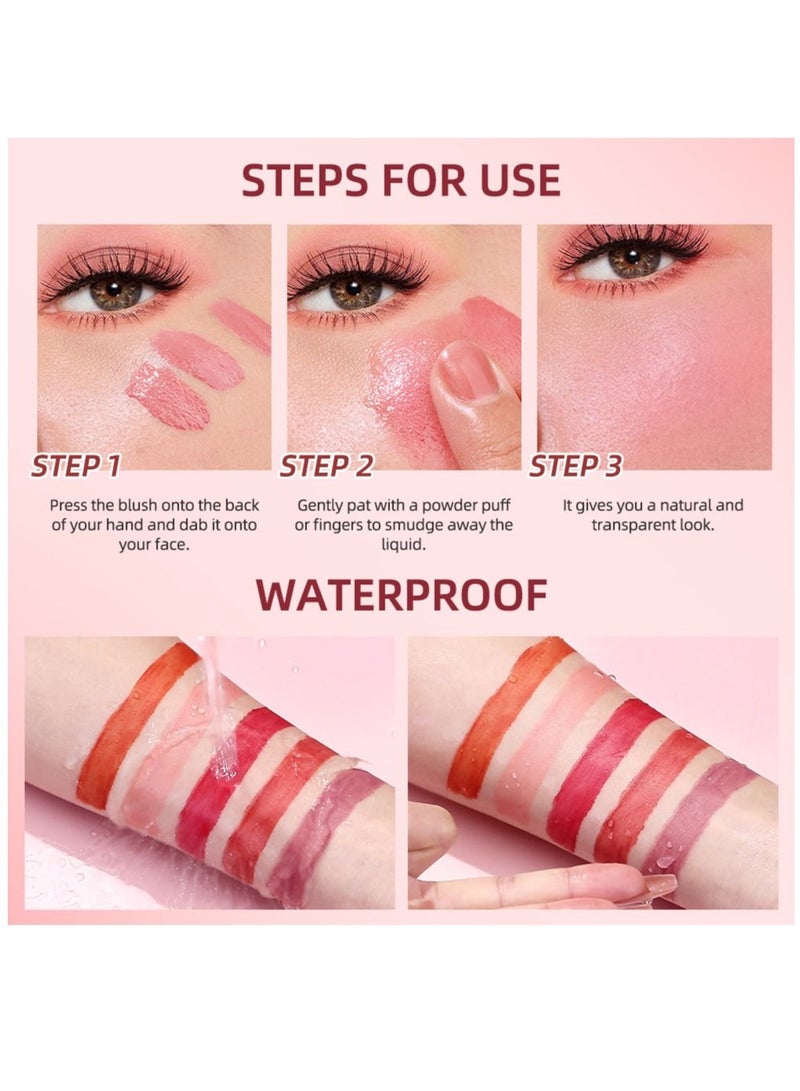 QiBest أحمر خدود سائل كريمي وردي، أحمر خدود سائل كريمي ناعم، متعدد الألوان، فرشاة كبيرة، لون بشرة سائل للوجه والعينين والشفتين، يدوم طويلاً، مظهر طبيعي، يمتزج بشكل مثالي مع البشرة #05 - Image 5