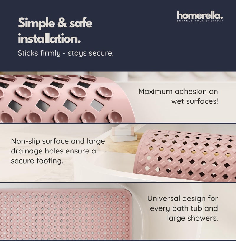 Homerella Bathtub Mat Non Slip 35x16 - homerellaÂ® Bath Mat Incl. Hooks for Drying, Extra Long, 100% BPA Free, Shower Mat Non Slip Anti Mold, Machine Washable, Shower Mats for Inside Shower Mildew Resistant - Image 4