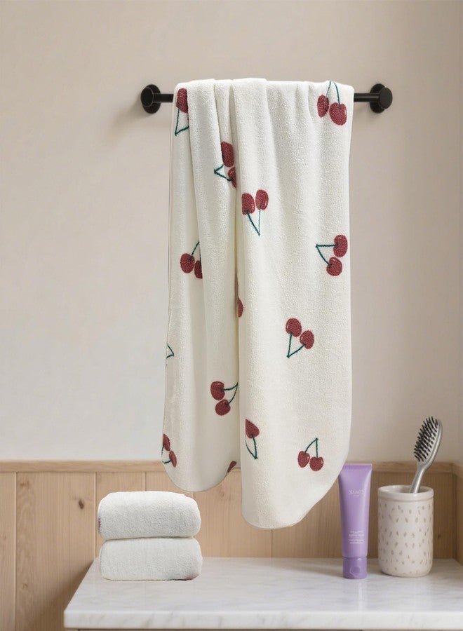 USTIDE Cute Cherries Print Bath Towel Sets Light Red Soft Towels Cute Towels for Bathroom Gym Bath Sheets (Cherry，3pieces) - Image 3